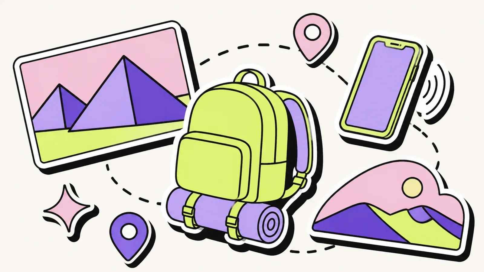 eSIM Ägypten: Illustration eines Smartphones mit Funkwellen vor den Pyramiden