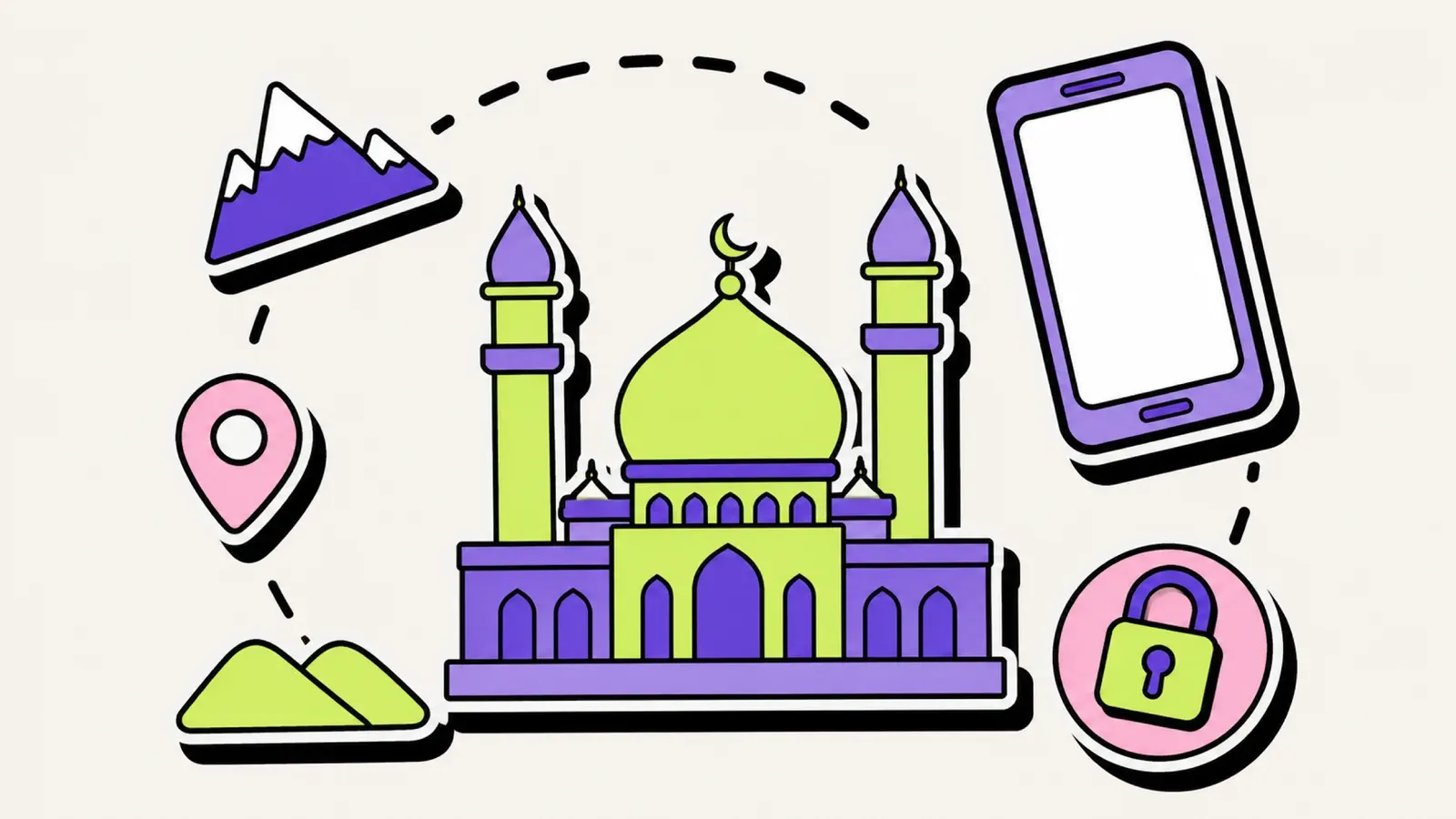 eSIM Türkei gesperrt: Illustration eines Smartphones mit Schloss-Symbol vor Moschee-Silhouette