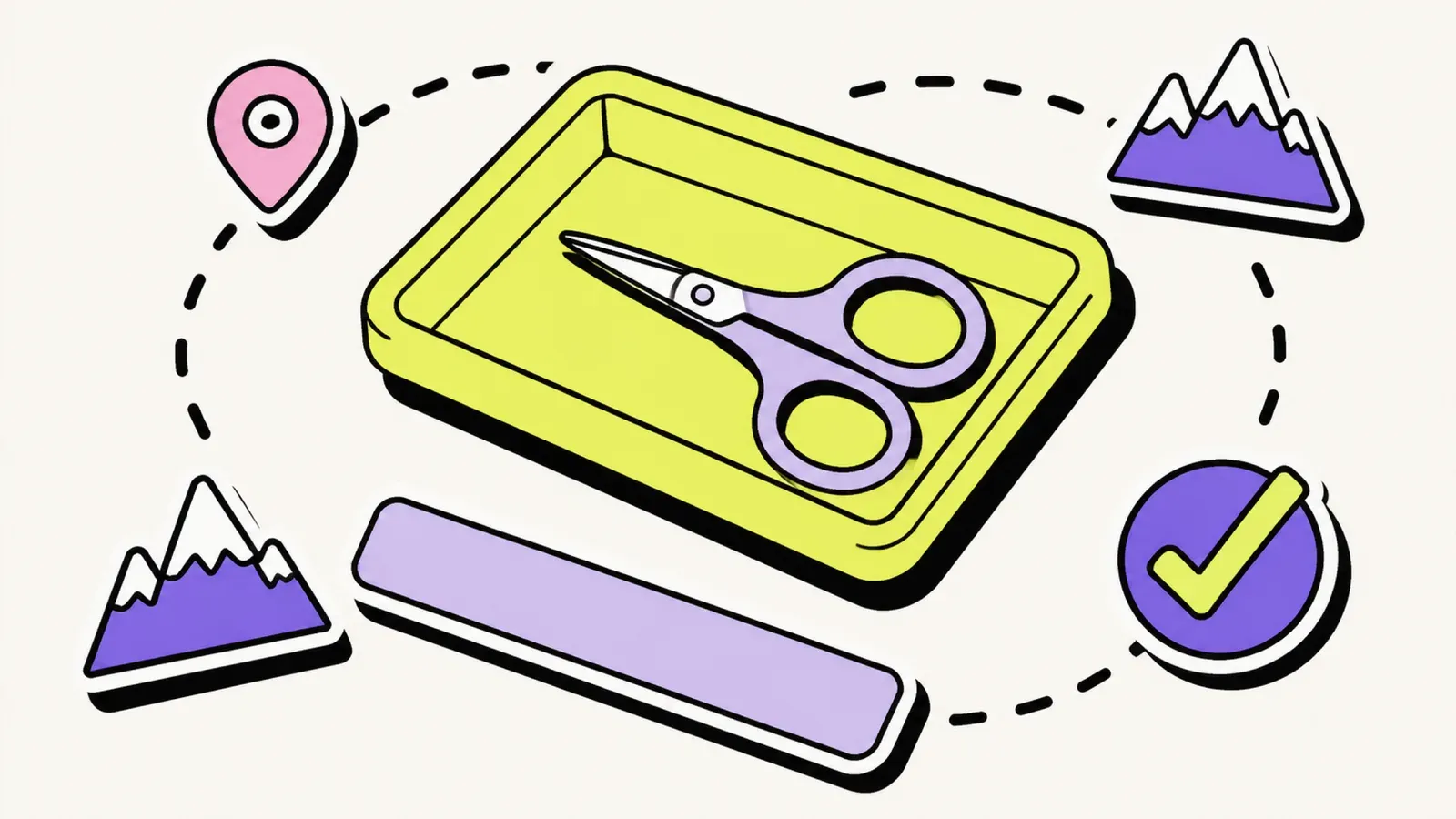 Nagelschere im Handgepäck: Illustration einer Nagelschere mit Lineal an der Sicherheitskontrolle