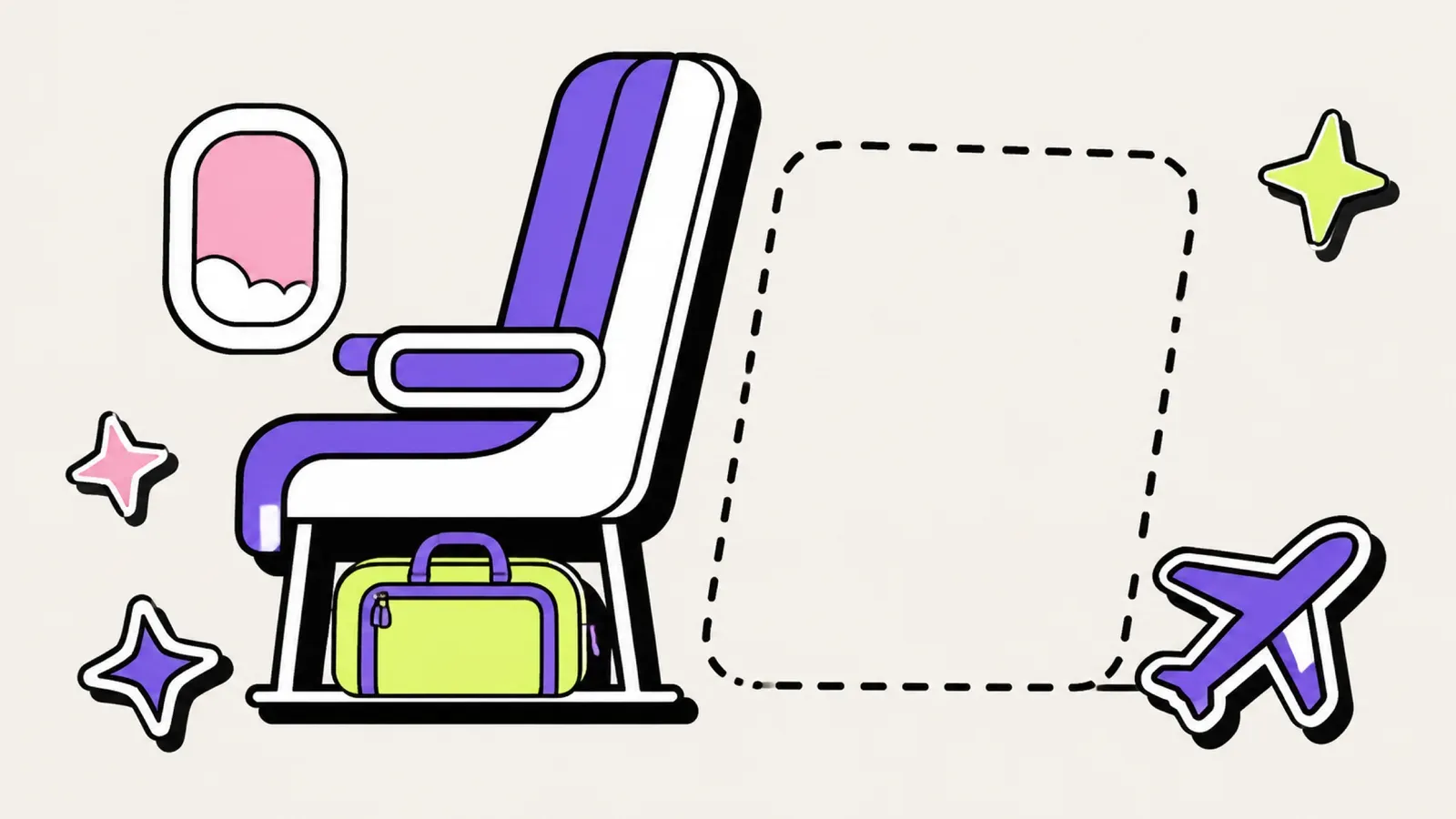 Ryanair Handgepäck: Illustration der kleinen Gratis-Tasche im Messrahmen unter dem Vordersitz